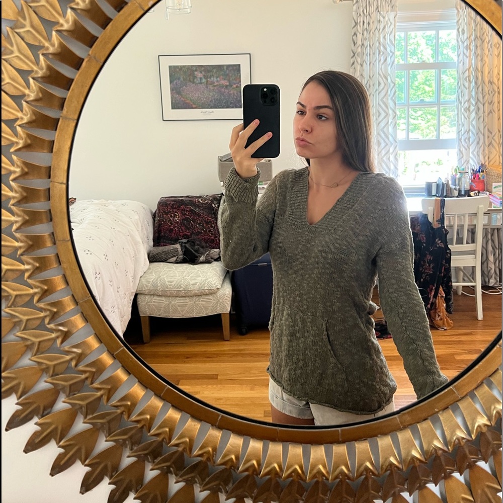 Roxy olive green cotton hooded pullover